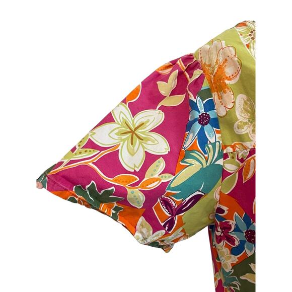 National Tropical Muumuu House Dress Womens 1X Boho Hawaiian Milkmaid Peasant - Picture 4 of 8